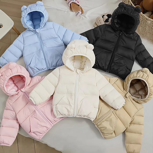 Kids Leisure Hooded Down Jacket For Girls Parka 2025 Autumn Winter New Baby Boys Warm Coats Zipper Outerwear Children's Clothing