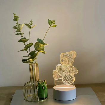 3D Creative Bear Lamp Acrylic USB LED Night Lights Lamp