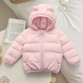 Kids Leisure Hooded Down Jacket For Girls Parka 2025 Autumn Winter New Baby Boys Warm Coats Zipper Outerwear Children's Clothing