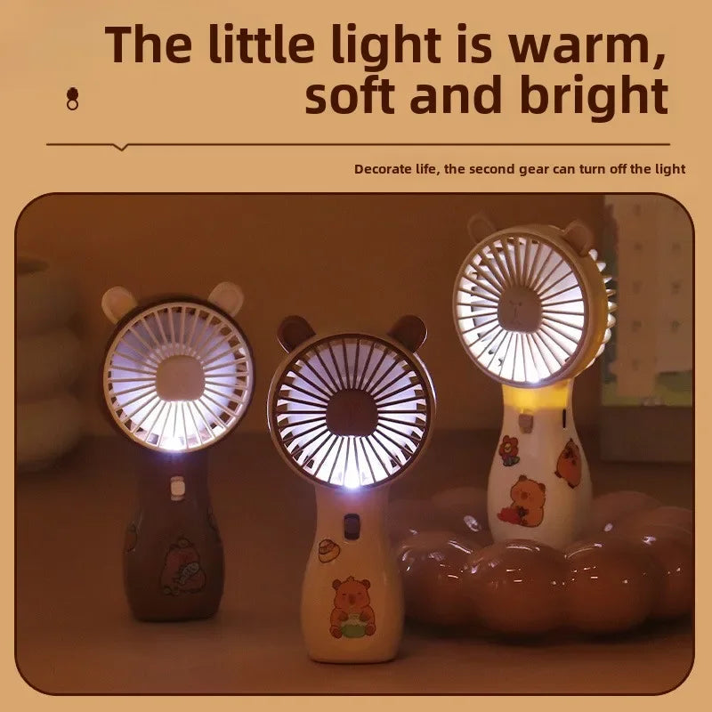 New Otter Cool Summer Small Fan Cartoon USB Charging Mini Mini Handheld Fan Student Gifts Office Supplies Gifts