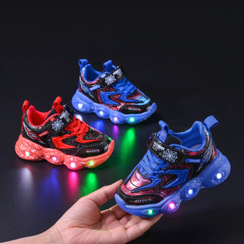 Disney's New Children Sports Shoes LED Luminous Classmates 1-6 Years Old Boys Casual Shoes Medium and Small Children with Lights