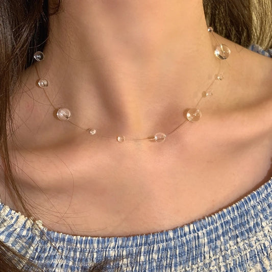 Water Drop Necklace Transparent Raindrop Earring Minimalist Resin Ice-Clear Dewdrop Jewelry Women's Elegant Banquet Accessories