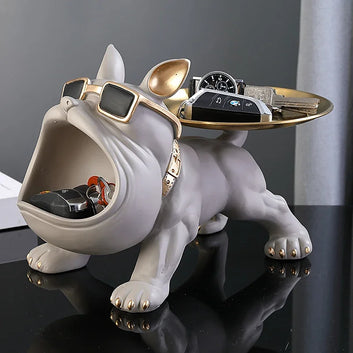 Home Decor Bulldog Figurine Dog Statue Storage Box