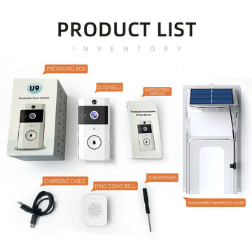 Wireless Doorbells with Solar Cover Camera High Definition Intelligent Video Door Bell Waterproof Smart Home Intercom Video Bell