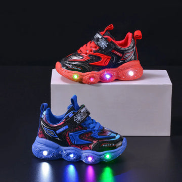 Disney's New Children Sports Shoes LED Luminous Classmates 1-6 Years Old Boys Casual Shoes Medium and Small Children with Lights
